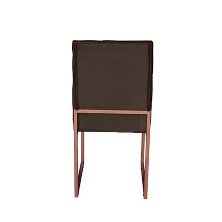 Imagem de Kit 8 Cadeira de Jantar Escritorio Industrial Malta Capitonê Ferro Bronze material sintético Marrom - Móveis Mafer