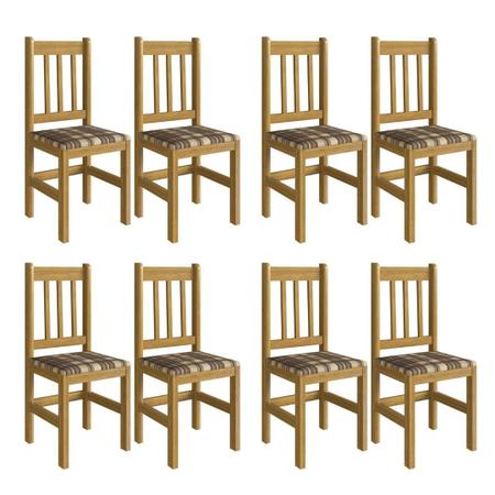 Imagem de Kit 8 Cadeiras Belle Madeira Maciça Cerejeira/Xadrez Marrom Espresso Móveis
