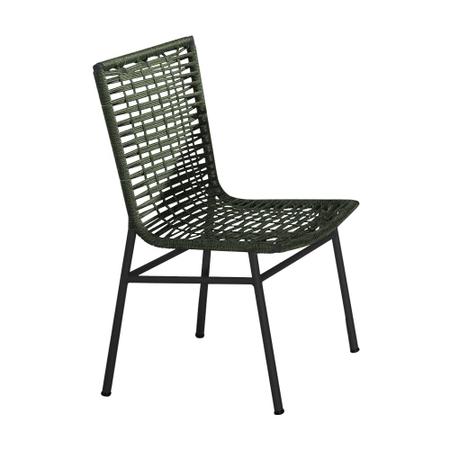 Imagem de Kit 8 Cadeiras em Corda Náutica Verde e Alumínio Preto Veneza para Área Externa 