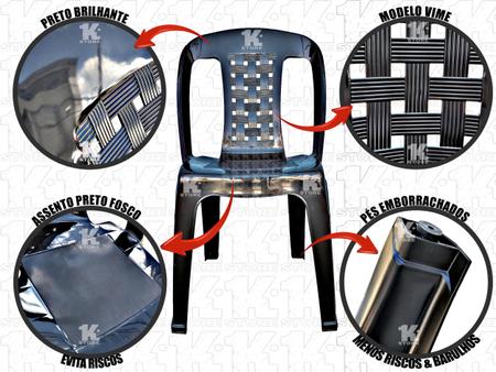 Imagem de Kit 8 Cadeiras Plástica Preta Bistrô P/até 154kg Resistente