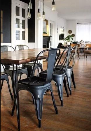 Imagem de Kit 8 Cadeiras Tolix Iron Design Preta Aço Industrial Sala Cozinha Jantar Bar