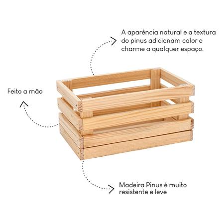 Imagem de Kit 8 Caixotes Organizadores Grandes para Decoração em Madeira Maciça Pinus