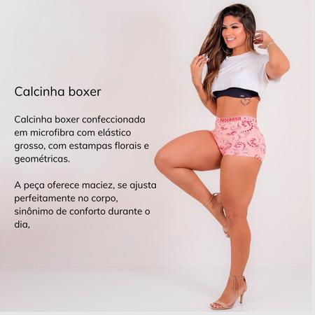 Imagem de kit 8 calsinha boxer box cueca feminina microfibra de cós grosso conforto