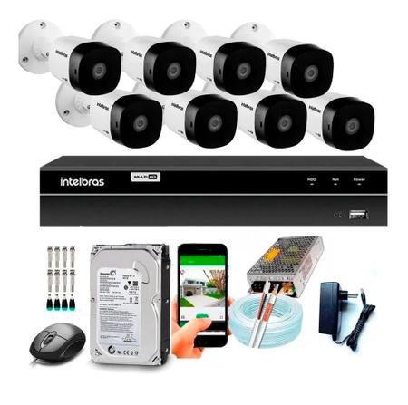 Imagem de Kit 8 Câmeras Intelbras 1120b G4 Dvr Intelbras Mhdx 8 Canais