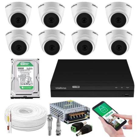 Imagem de Kit 8 Câmeras Intelbras Dome 1120d Dvr 8 Canais com HD