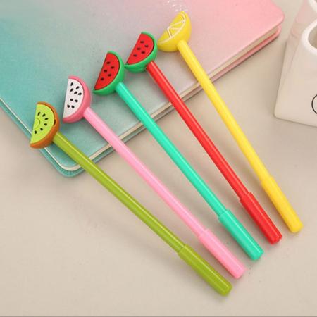 Kit 8 canetas frutas divertidas de gel para escola/escritorio papelaria fofa - filo modas Imagem de Kit 8 canetas frutas divertidas de gel para escola/escritorio papelaria fofa