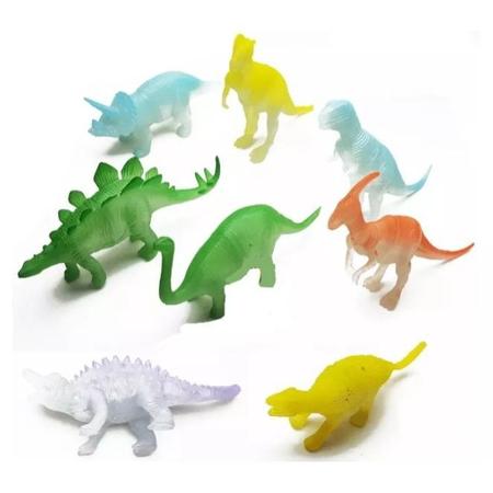 Imagem de Kit 8 Dinossauros Emborrachados Brilha no escuro - Dino word
