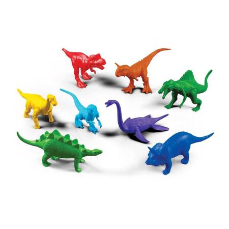 Imagem de Kit 8 Dinossauros Miniatura Brinquedo Plástico Cores Sortida