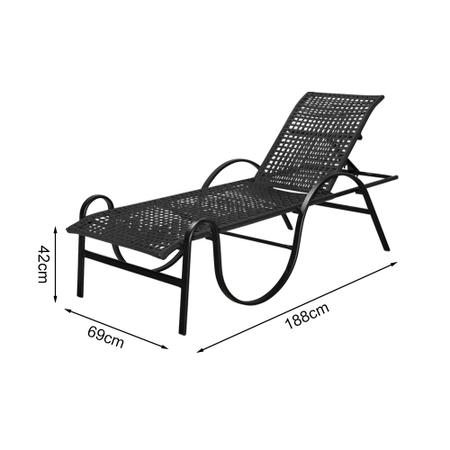 Imagem de Kit 8 Espreguiçadeiras Turquia  em Corda Náutica Preta e Alumínio Preto