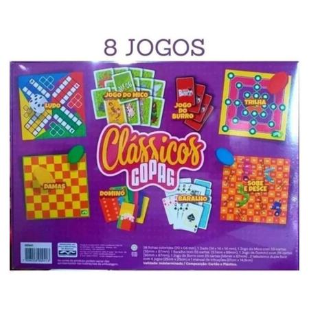 Brinquedo Box 7 Jogos Clássicos jogo do mico dominó dama ludo sobe e desce  trilha jogo do burro baralho Copag 90942 - Jogo de Dominó, Dama e Xadrez -  Magazine Luiza