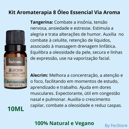 Imagem de Kit 8 Óleo Essencial Via Aroma 100% Puro Mais usados na Aromaterapia