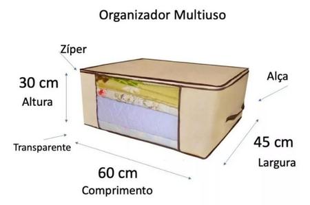 Imagem de Kit 8 Organizadores Multiuso Marfim 60x45x30cm 621 VB Home