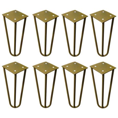 Kit 8 Pés de Metal 15 CM Hairpin Legs Mesas de Centro Puffs Dourado G41 - Gran Belo Imagem de Kit 8 Pés de Metal 15 CM Hairpin Legs Mesas de Centro Puffs Dourado G41