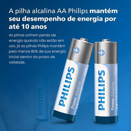 Kit 8 Pilhas AA Alcalinas LR06 1.5V - Philips Power Alta Duração, Rápida e  Forte - Originais Com Nota Fiscal - Pilhas - Magazine Luiza