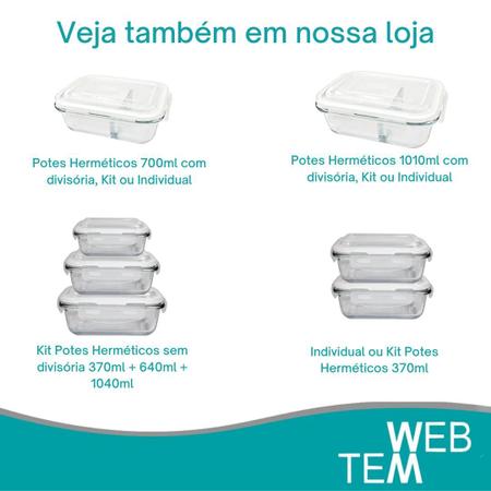 Imagem de Kit 8 Potes Herméticos Marmita de Vidro Retangular 370ml Tampa BPA Free: Armazenar Alimento e Organização de Casa com Sustentabilidade e Praticidade