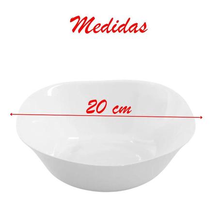 Imagem de Kit 8 Saladeiras Tigelas 20Cm Branca 1 Litro Opalina De Vidr