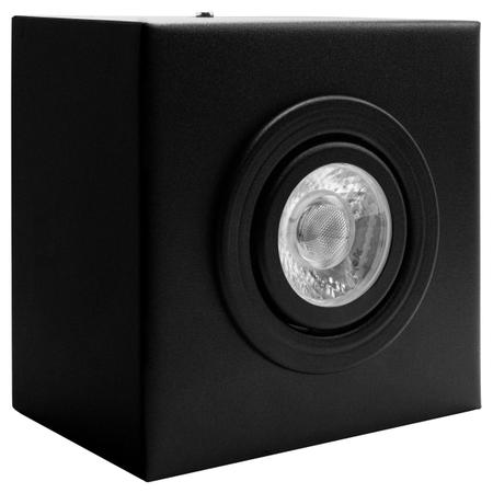 Imagem de Kit 8 Spot Plafon Sobrepor Box Quadrado Mr16 Preto + Led 7w Branco Quente