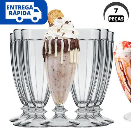 Kit Jogo 2 Taças Milk Shake Sorvete Sobremesa 350Ml Vidro na