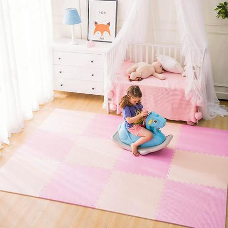 Imagem de Kit 8 Tapete Infantil em EVA Emborrachado de 50x50 com 20mm de Espessura Estilo Tatame Para Bebe Criança Menina Yoga Quarto Decoração