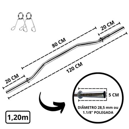 Imagem de Kit 80Kg Anilhas de Ferro com Barras 40cm e 150cm + Barra W 1,20m
