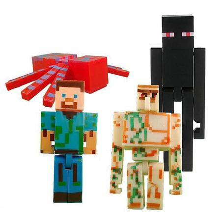 Imagem de Kit 9 Cartela Minecraft Dragão 50 Bonecos + 9 Bloco Steve