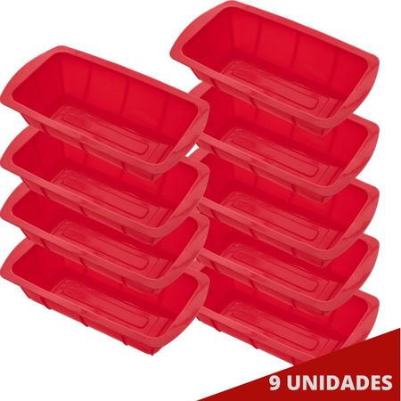 Imagem de Kit 9 Formas Silicone 25,5cm X 13,5cm Retangular Sortida