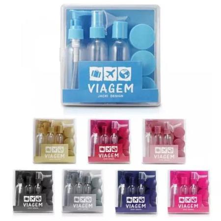 Imagem de Kit 9 Porta Frascos Viagem Shampoo Creme Perfume Organizador Mala Mão Bolsa Necessaire Resistente Leve Prático Reutilizável