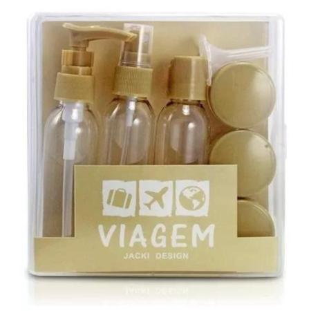 Imagem de Kit 9 Porta Frascos Viagem Shampoo Creme Perfume Organizador Mala Mão Bolsa Necessaire Resistente Leve Prático Reutilizável