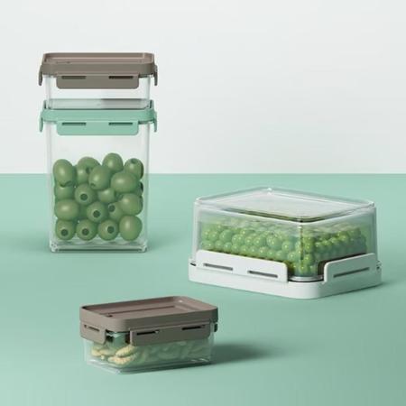Imagem de Kit 9 Potes Hermético Para Mantimentos Condimentos Alimentos Plástico Jogo Organizador Coza