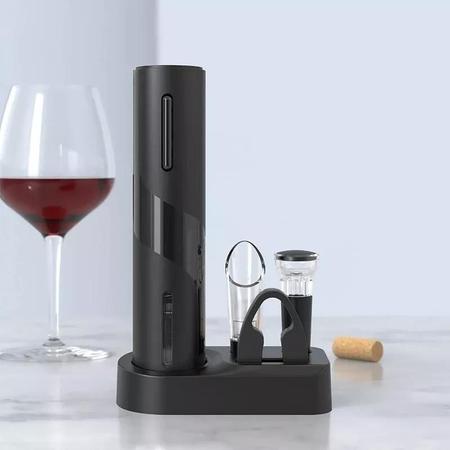 Imagem de kit Abridor de Garrafa de Vinho Elétrico Sem fio Saca Rolhas Automatico Recarregável Usb Presente dia das Mães