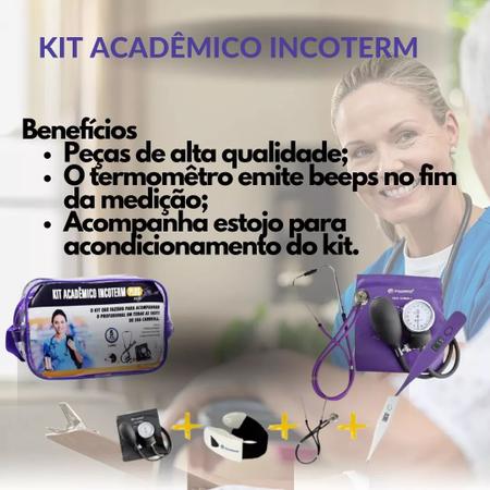 Imagem de Kit Acadêmico Incoterm Plus Esfigmomanômetro Estetoscópio