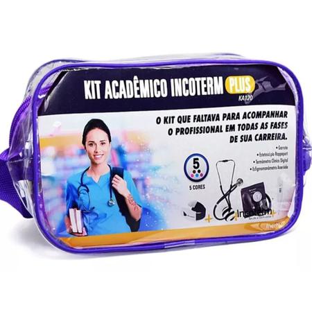 Imagem de Kit Acadêmico Incoterm Plus Esfigmomanômetro Estetoscópio