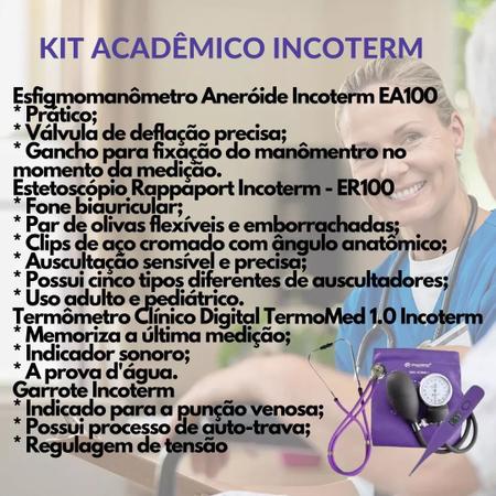 Imagem de Kit Acadêmico Incoterm Plus Esfigmomanômetro Estetoscópio