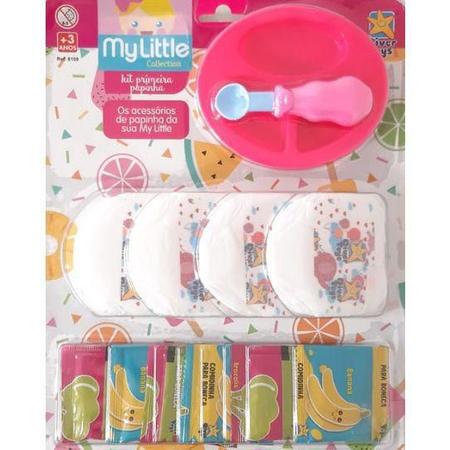 Kit Acessórios - Brincar de Papinha - Fralda/Comida/Prato - Diver Toys Imagem de Kit Acessórios - Brincar de Papinha - Fralda/Comida/Prato