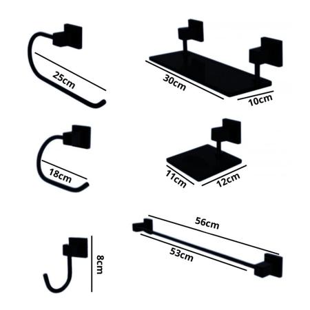 Imagem de Kit Acessórios De Banheiro 6 Peças Luxo Square Polido