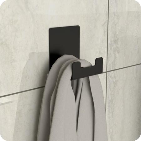 Imagem de Kit Acessórios Para Banheiro Com Adesivo 6 Peças Preto ELG