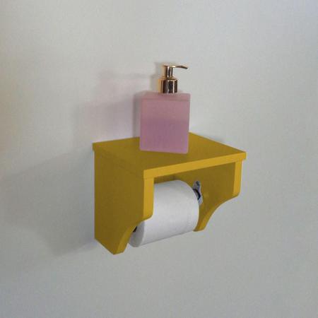 Imagem de Kit Acessórios para Banheiro Conjunto 2 peças Porta Toalhas Papel Higiênico Amarelo Laca