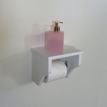 Imagem de Kit Acessórios para Banheiro Conjunto 2 peças Porta Toalhas Papel Higiênico Branco Laca