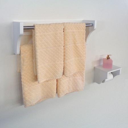 Imagem de Kit Acessórios para Banheiro Conjunto 2 peças Porta Toalhas Papel Higiênico Branco Laca