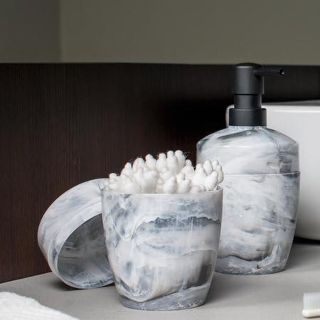Imagem de Kit Acessórios Para Banheiro De Plástico Design Marmorizado Branco Carrara