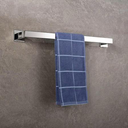 Imagem de Kit Acessórios Para Banheiro Quadrado 4 Peças Cromado Metal Prateado