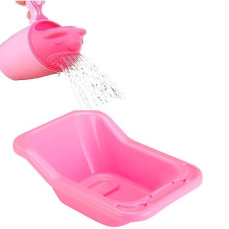 Imagem de Kit Acessórios Para Boneca Banheira Rosa + Regador Ducha