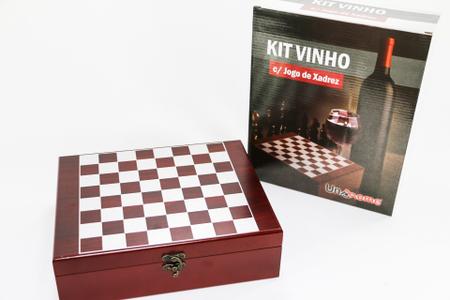 Imagem de Kit Acessórios para Vinho 9 Peças Inox Caixa com Jogo Xadrez