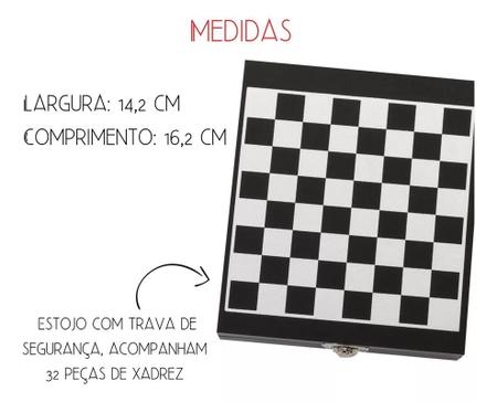 Jogo de Xadrez mdf Maleta 1 Tabuleiro + 32 Peças para até 2