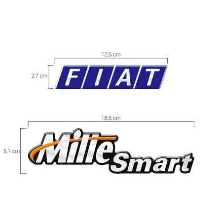 Kit Emblema Fiat Uno Mille Smart Resinado Modelo Original