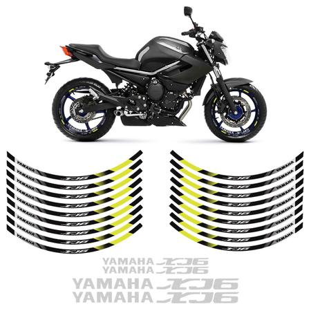Imagem de Kit Adesivos Rodas Moto Yamaha XJ6 Preto/Amarelo Refletivo