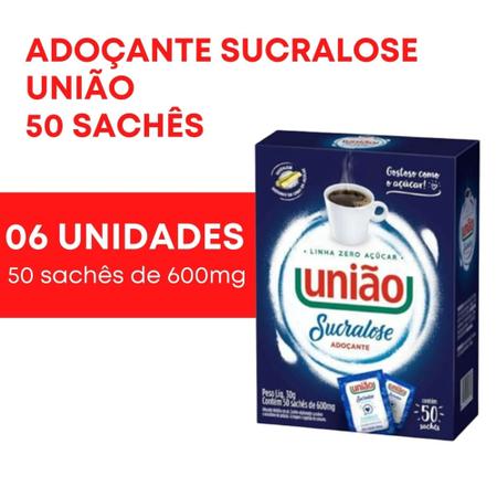 Imagem de Kit adoçante união sucralose  50 sachês  6 unidades