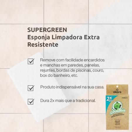 Imagem de Kit Akora 2 Ecomais Limpa Pisos G + 2 Limpa Vidros + 3 Pano Magico + 1 Supergreen Esponja