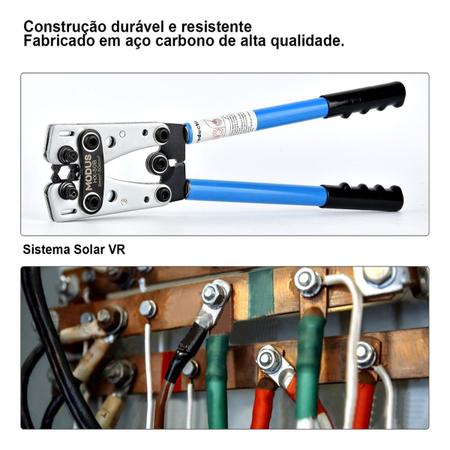 Imagem de Kit Alicate de Crimpar Terminal Compressão De 6 Até 50mm² Com Conectores