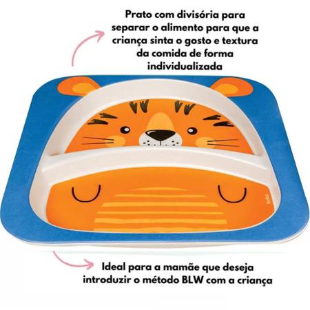 Imagem de Kit Alimentação Buba Bebe Fibra Bambu Ecológico Tigre 5 Peças